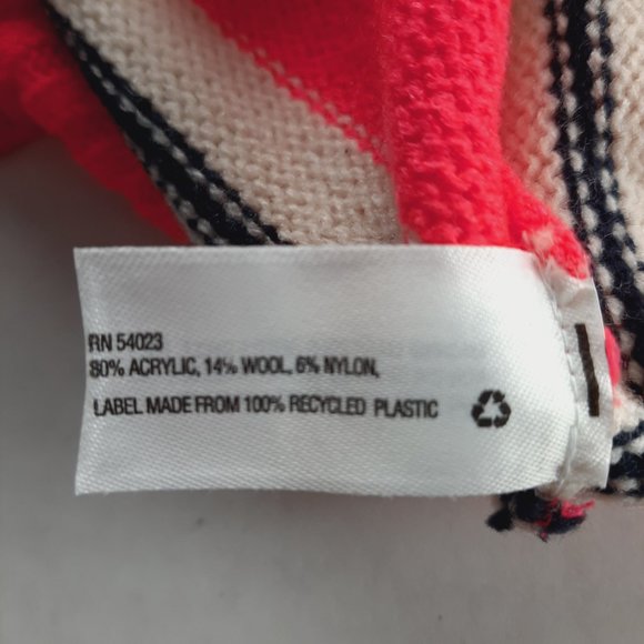 GAP Womens Pullover Sweater Size XS Pink White Black Striped Knit Scoop Neck - Picture 6 of 7